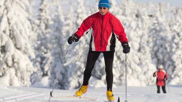 Man cross-country skiing