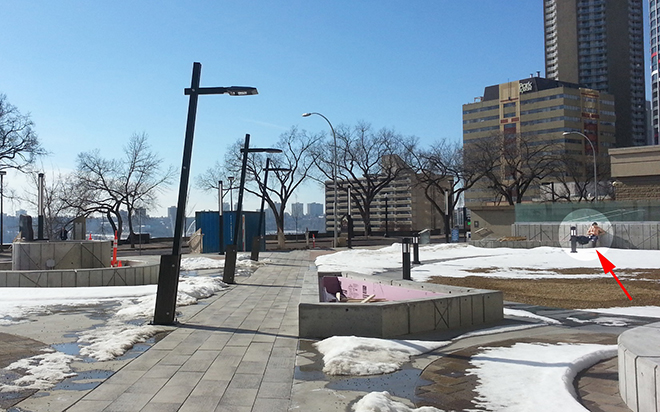 Winter Sunbathing at Telus Plaza